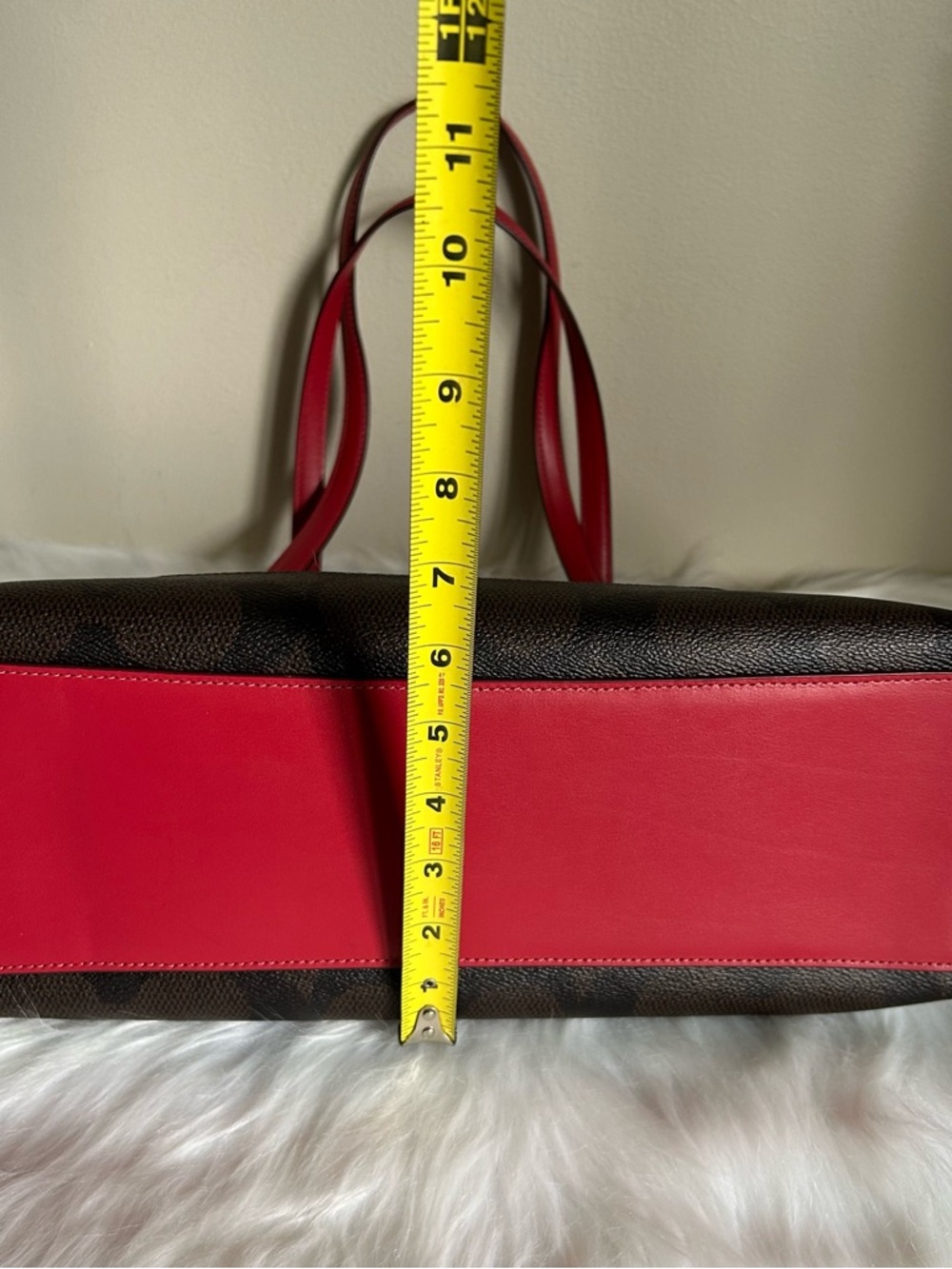 Coach Station Walnut Red Signature Canvas Leather Shoulder Bag Excellent - Picture 10 of 10